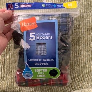Boys Plaid Hanes Boxers 5-Pack
